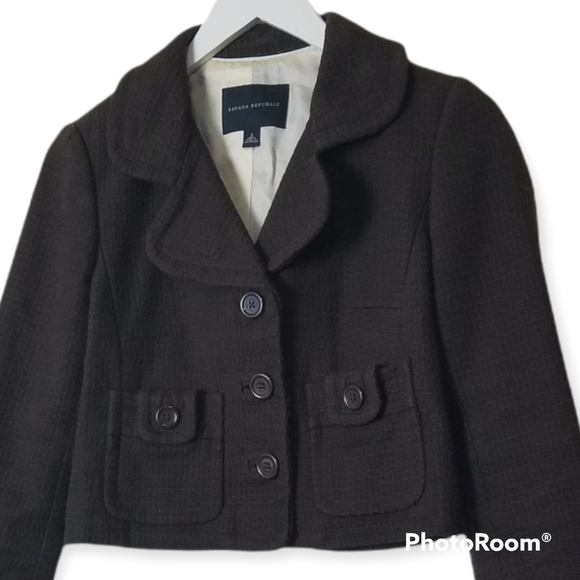 Banana Republic brown waist length linen/cotton brown jacket - size 2 - Picture 2 of 11